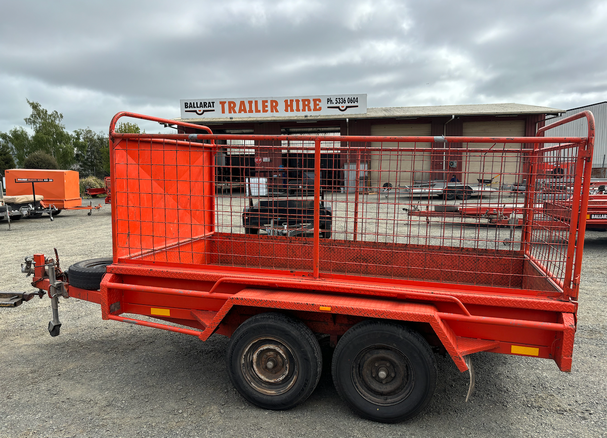 A Trailer with A Cage Attached to It — Ballarat Trailer Hire in Alfredton, VIC