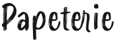 Un logo noir et blanc pour papeterie avec une flèche pointant vers la droite.
