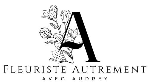 A black and white logo for fleuriste autrement avec audrey