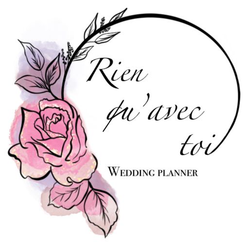 Un logo pour un organisateur de mariage avec une rose rose