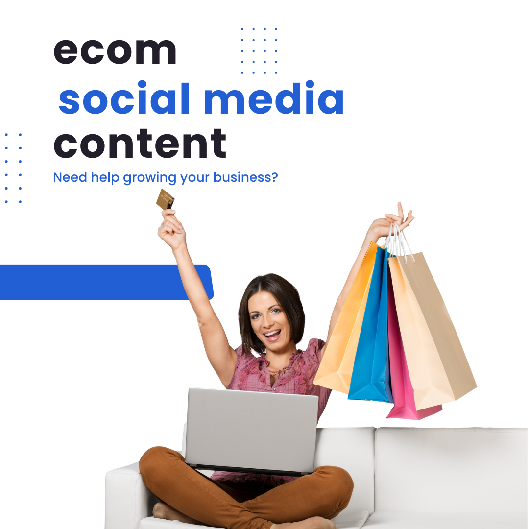 A woman is sitting on a couch with a laptop and shopping bags.