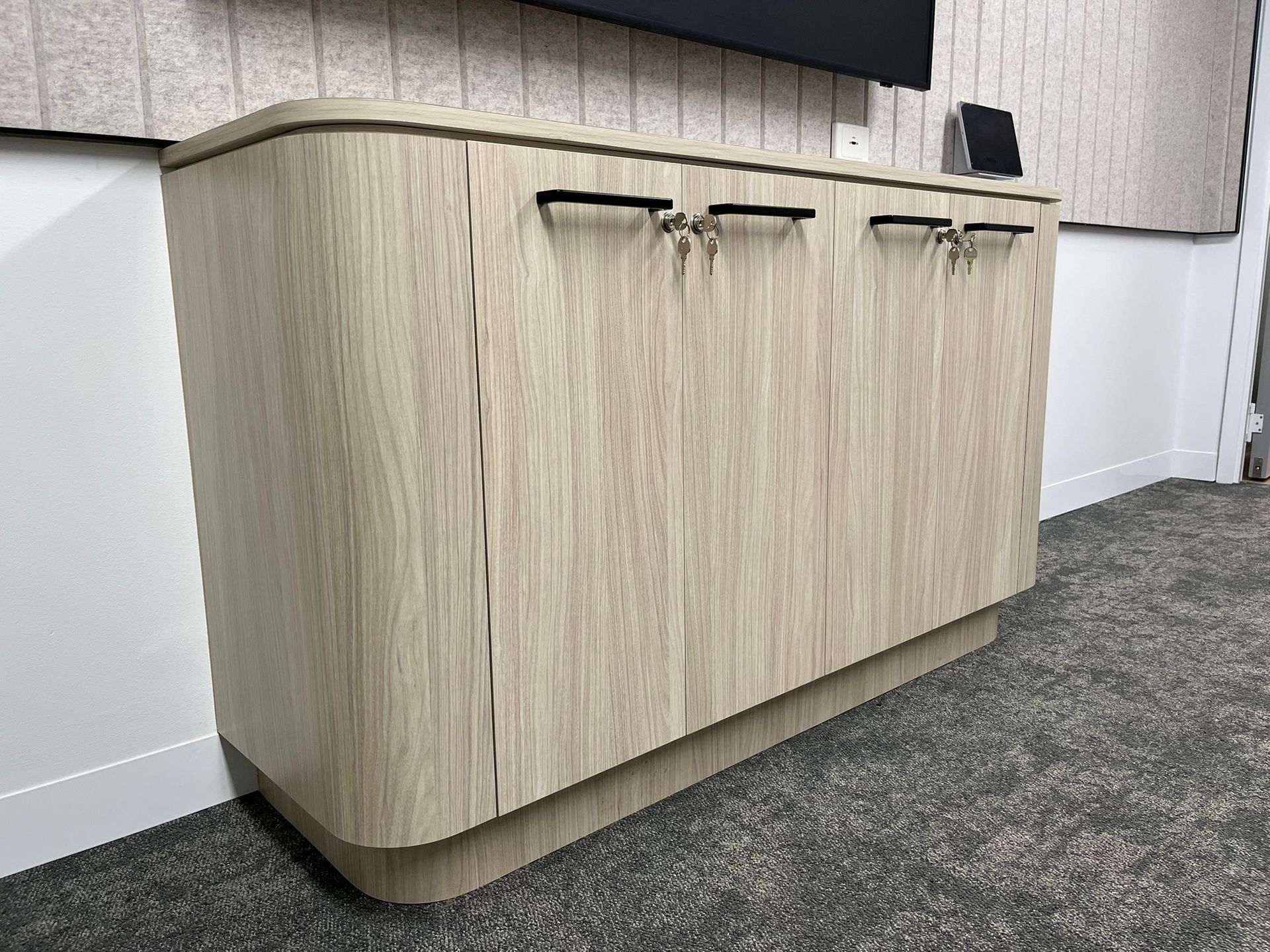 Light Wood Cabinet with Black Handles — Zeal Interiors & Joinery in South Grafton, NSW