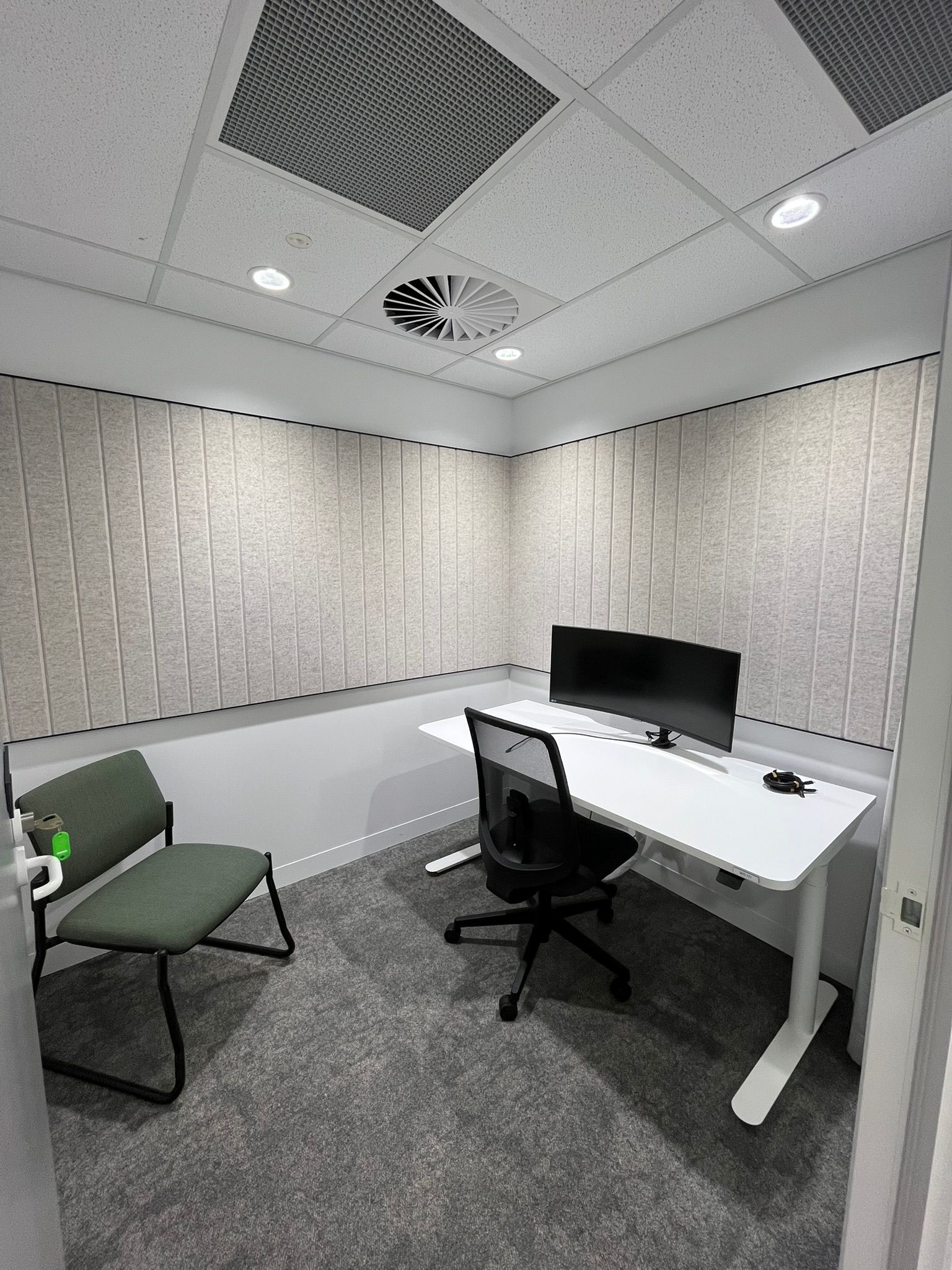 Empty Office Cubicle with Desk — Zeal Interiors & Joinery in South Grafton, NSW