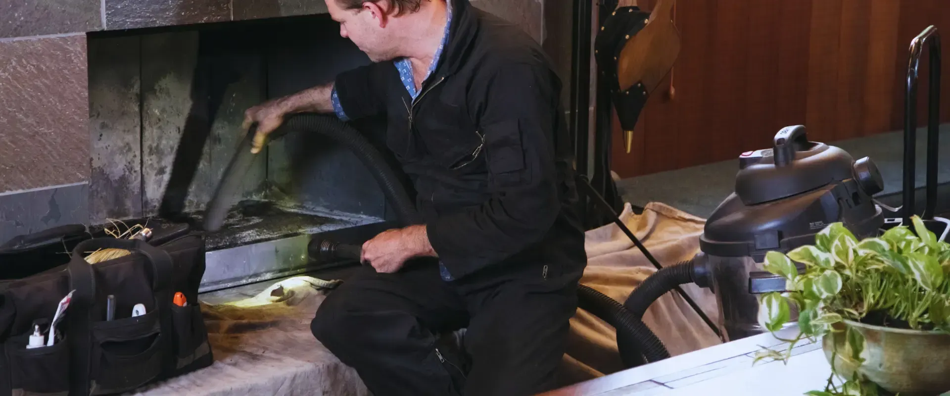 cleaning the chimney