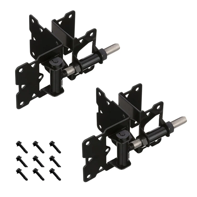 Black gate hinges and screws.