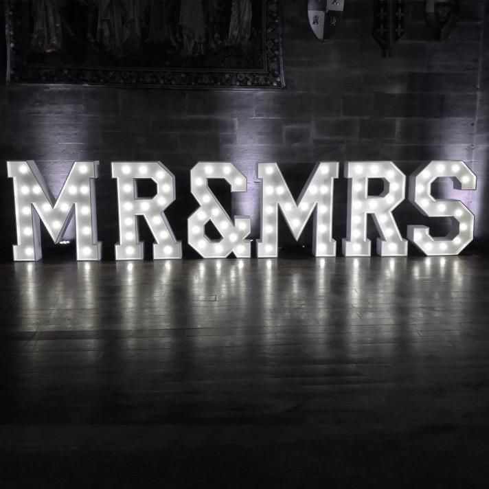 Light up Mr & Mrs letters for wedding hire