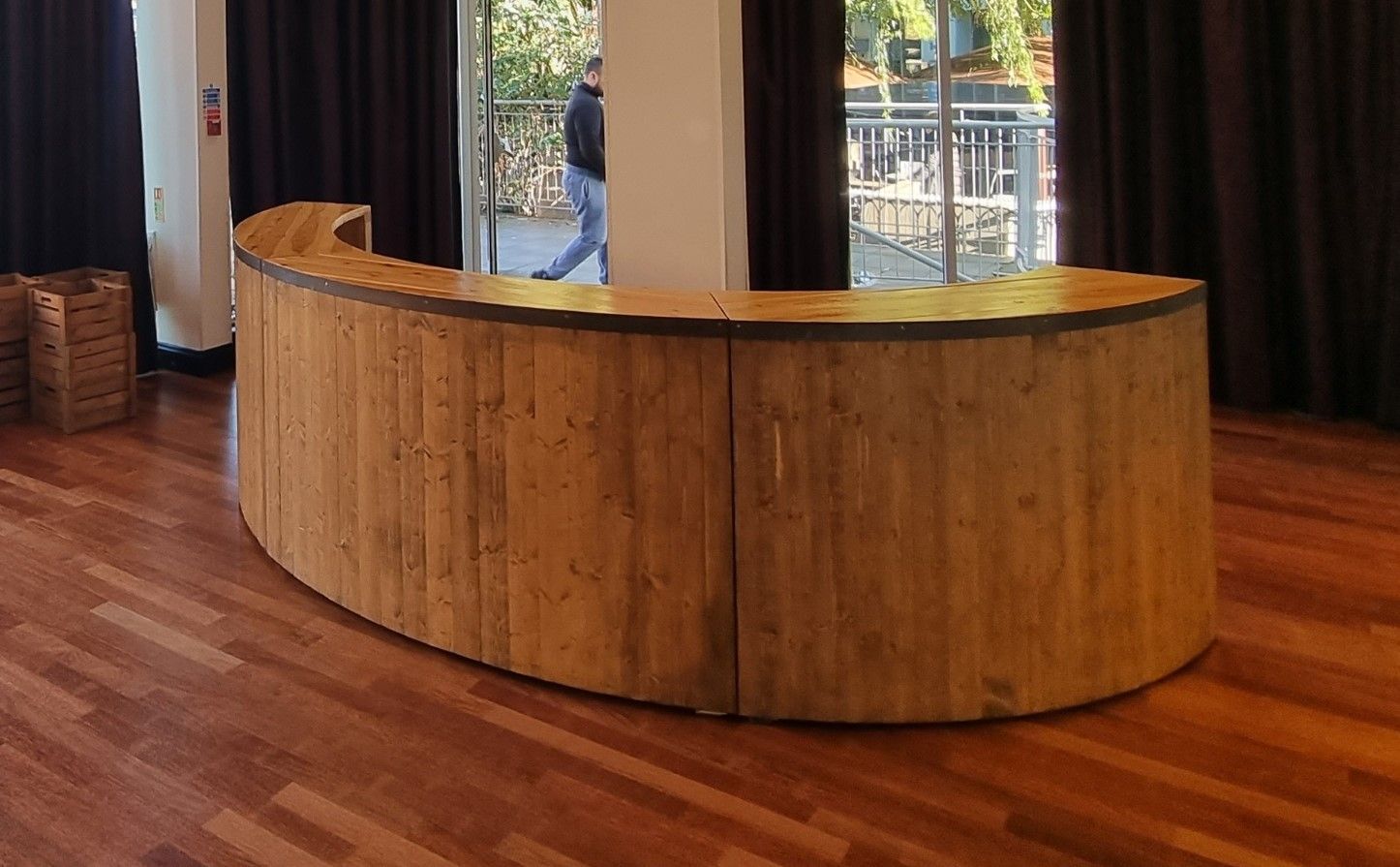 Half Round Bar, Rustic Bar hire
