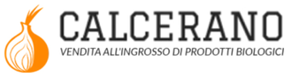 Orange flame logo with “F.LLI CALCERANO” and the tagline “Vendita all’ingrosso di prodotti biologici”