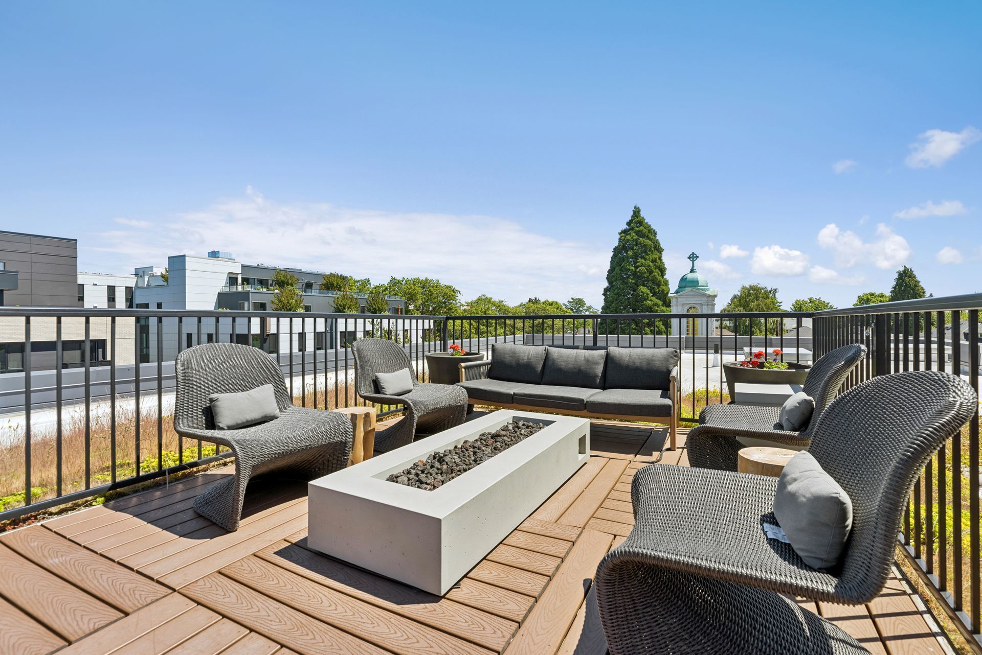 rooftop terrace firepit with seating
