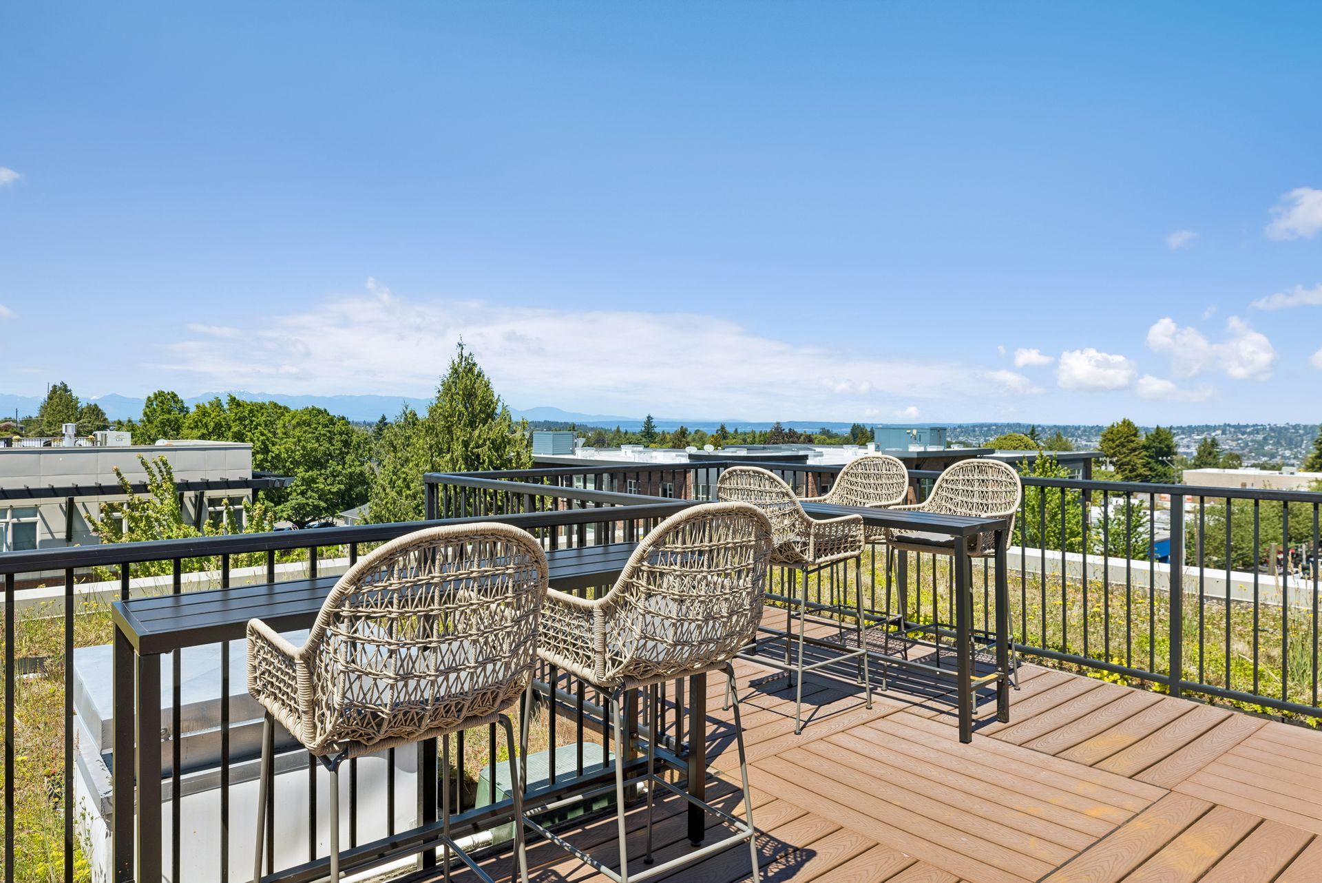 rooftop bar seating with view