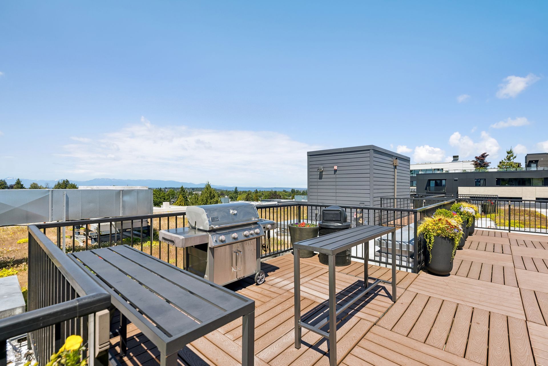rooftop barbeque area with view