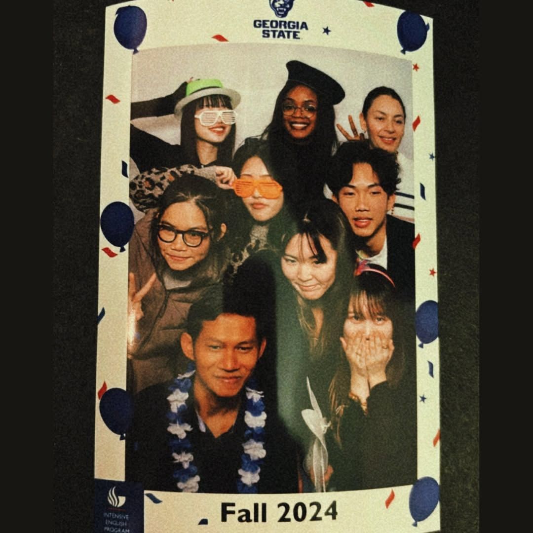 Georgia State Fall 2024 poster with a collage of smiling students on a decorated white background