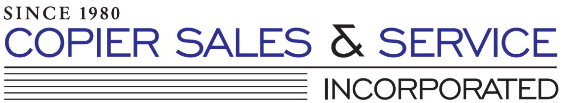 Logo reading “Since 1980 Copier Sales & Service Incorporated” in blue and gray text with stripes.