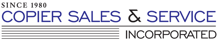 Logo reading &ldquo;Since 1980 Copier Sales & Service Incorporated&rdquo; in blue and gray text with stripes.