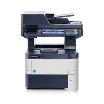 White office multifunction printer with scanner and copier on a plain background