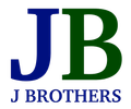 A blue letter J and a dark green letter B above the text J BROTHERS in blue.