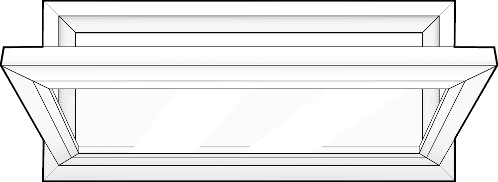 A black and white drawing of a window with the glass open.