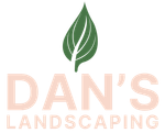 Dan&rsquo;s Landscaping logo with green leaf icon and peach text