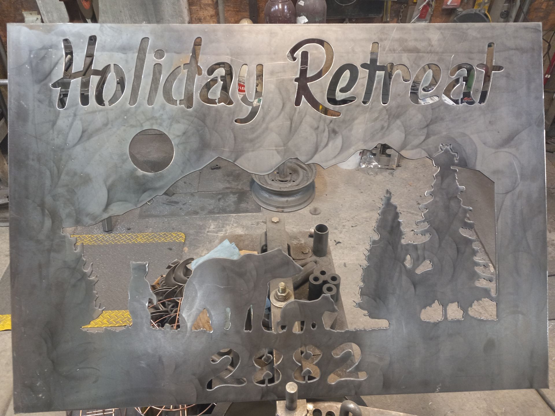 Metal sign with