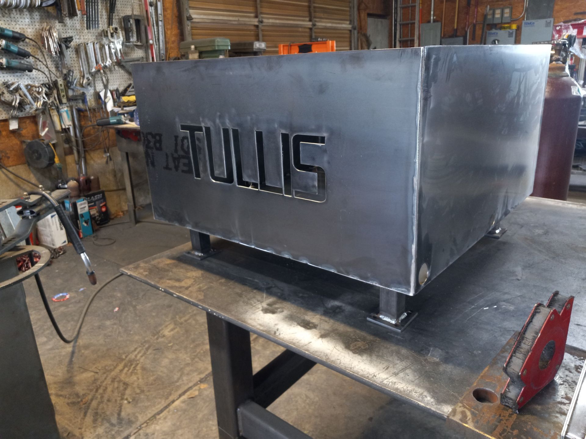 Welded metal box with