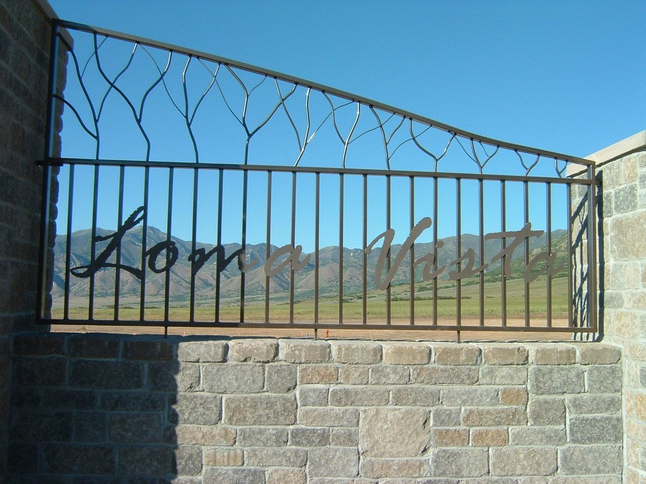 Black wrought iron fence with 