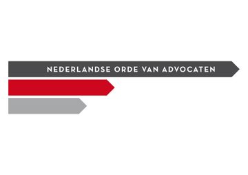 Nederlandse Orde van Advocaten logo with gray, red, and light gray bars