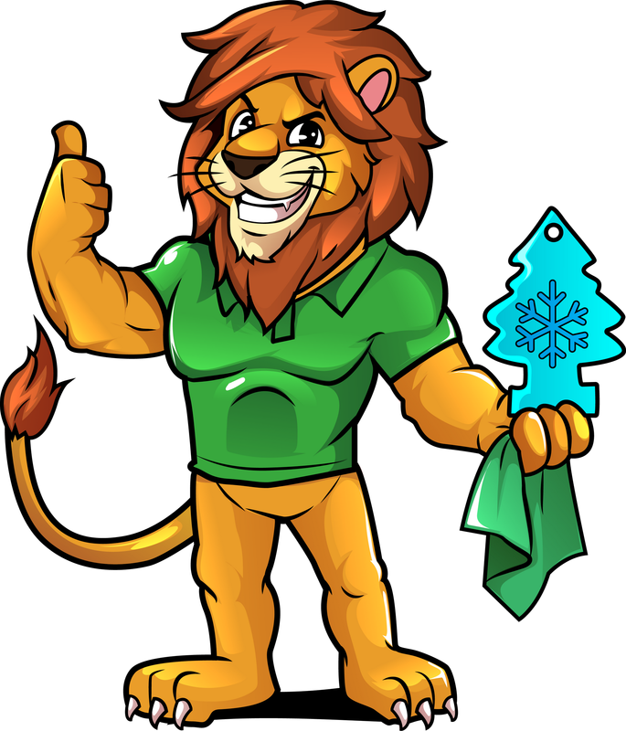 Lion mascot holding 