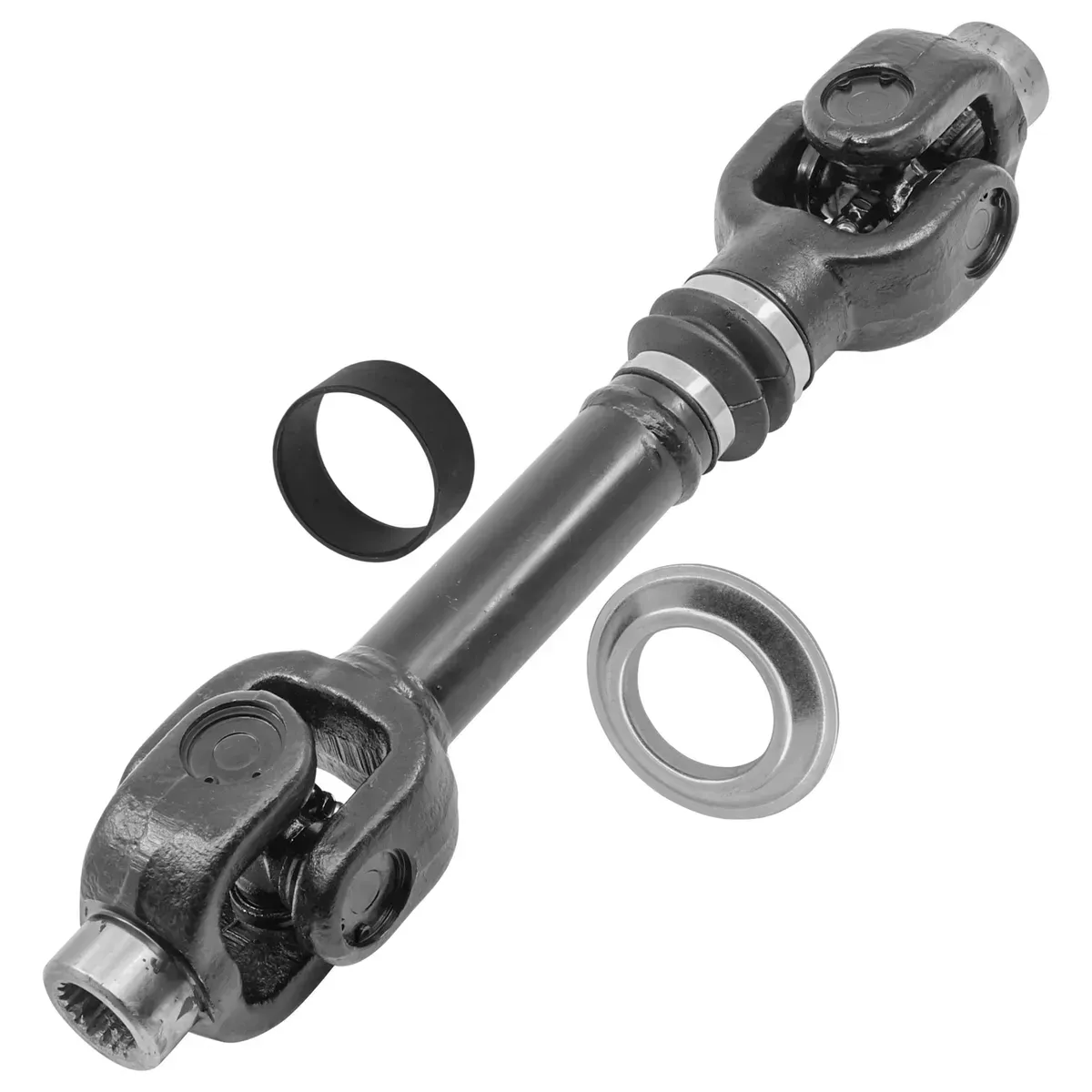 a black shaft with two washers on it on a white background