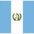 Bandera de Guatemala con franjas verticales celestes y un centro blanco con el escudo nacional