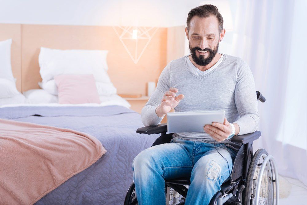 Smiling Disabled Man — Better Access Support Services In Wyreema, QLD