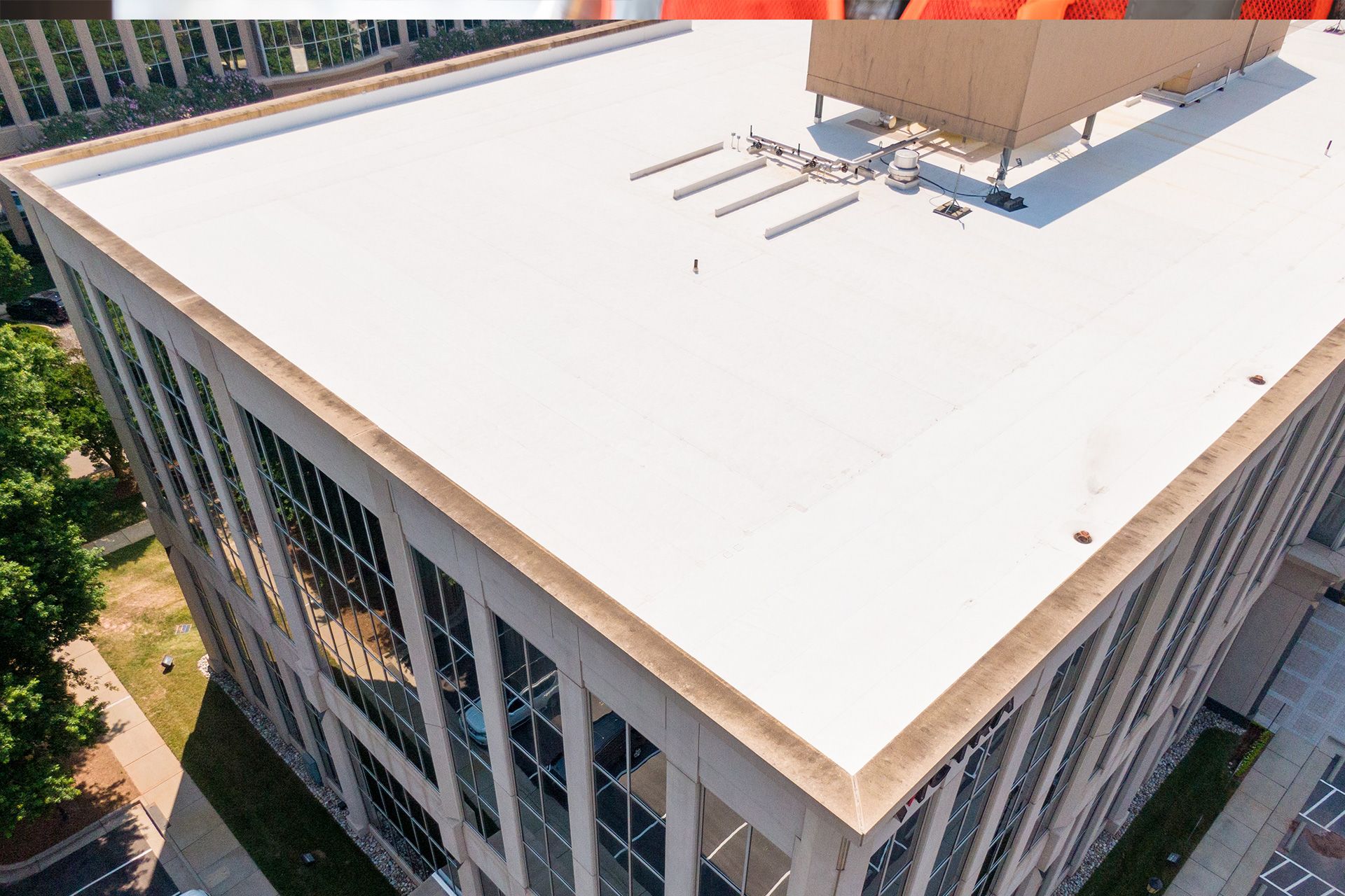 Inspecting the roof on a commercial building