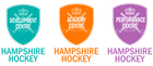 Three logos for hampshire hockey are shown on a white background