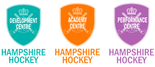 Three logos for hampshire hockey are shown on a white background