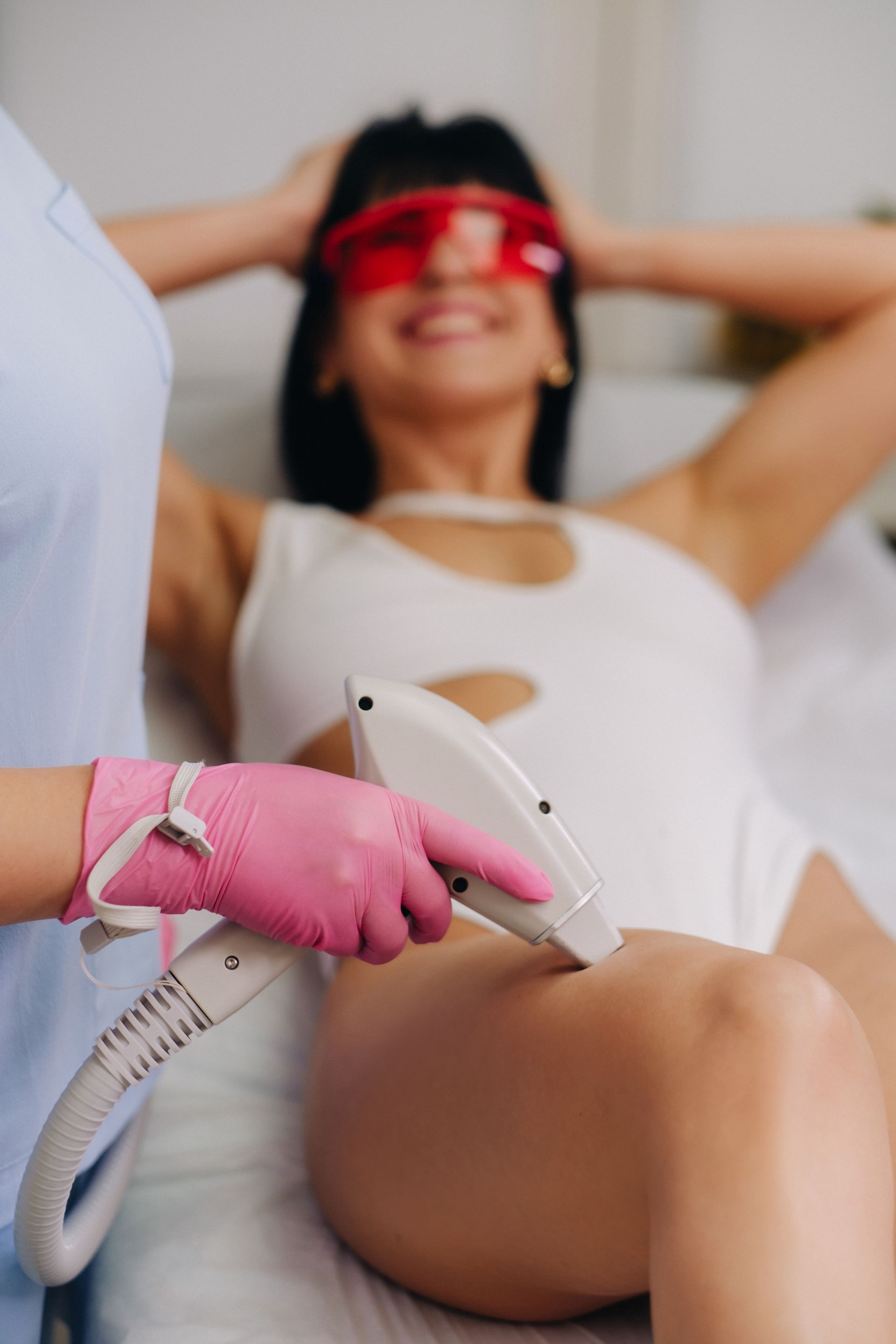 woman getting laser hair removal