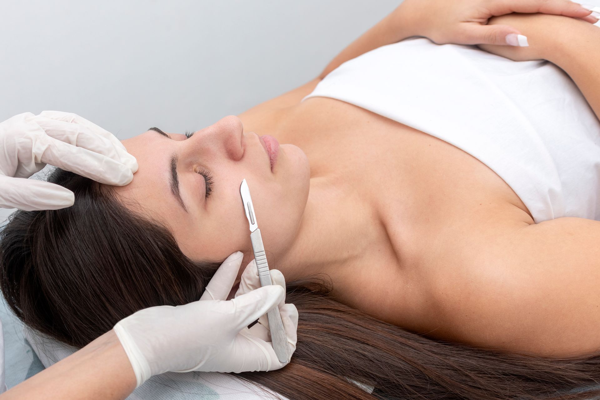 woman getting dermaplaning
