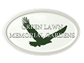 Green Lawn Memorial Gardens sign with a green eagle and text.
