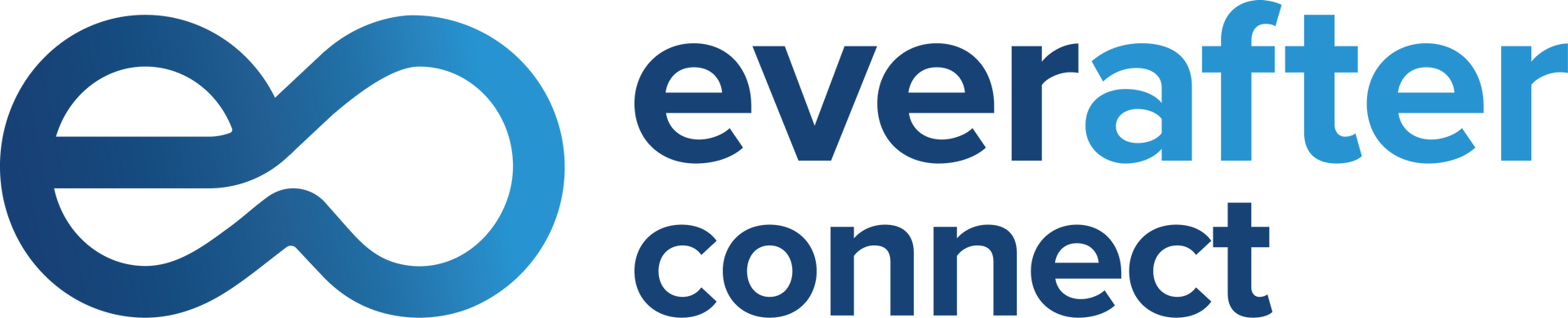 Everafter Connect logo in blue with interlocking infinity-style icon and lowercase text