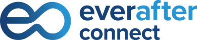 Everafter Connect logo in blue with interlocking infinity-style icon and lowercase text