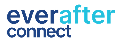 Everafter Connect logo in blue with interlocking infinity-style icon and lowercase text