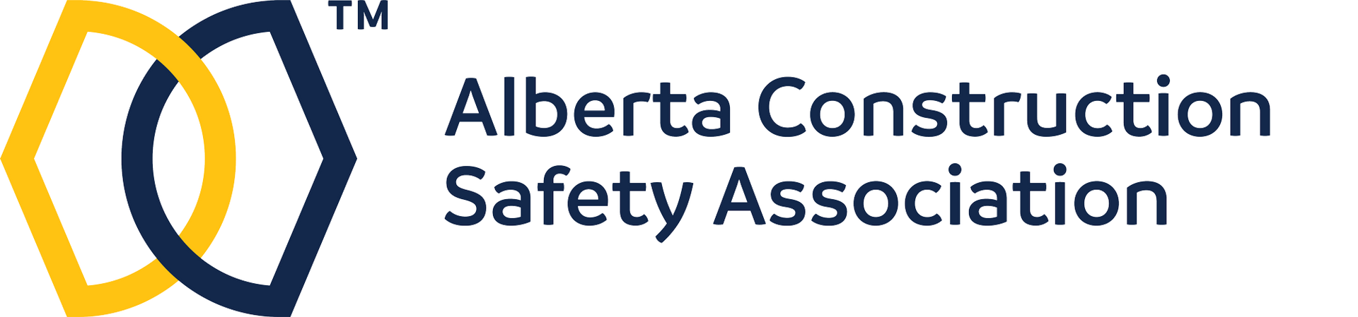 Logo of the Alberta Construction Safety Association, featuring overlapping shapes in yellow and blue.