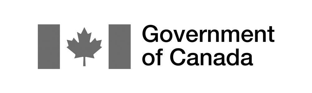 Government of Canada logo. Grey maple leaf and bars with text.