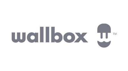 Wallbox logo: gray text "wallbox" next to an icon.