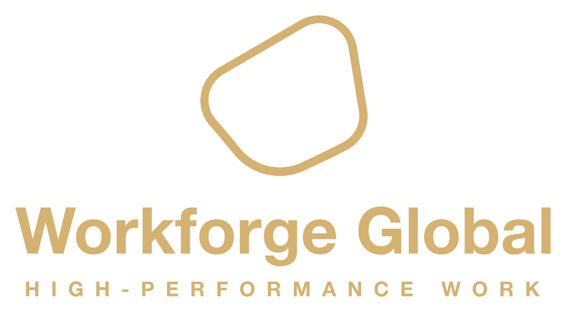 Workforge Global logo with black abstract icon and tagline “Building high-performance work”