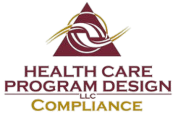 Health Care Program Design LLC- Compliance Services Logo for Health Care Program Design LLC. Maroon triangle above a white and gold design; text in maroon and gold.