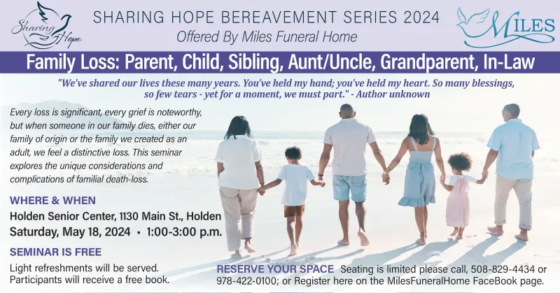 A poster for sharing hope bereavement series 2024