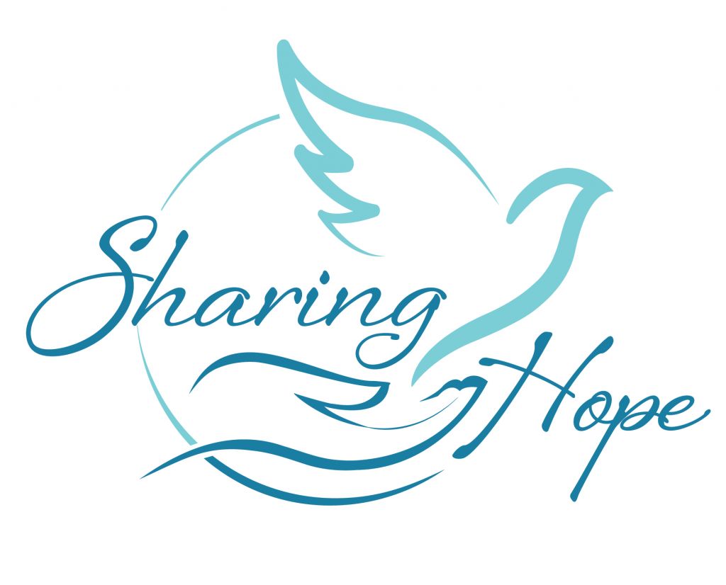 A logo for sharing hope with a dove on it