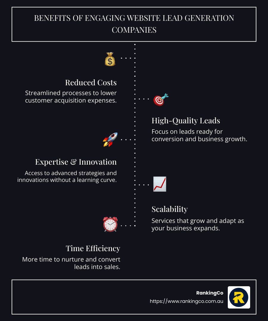 A black and white poster with the words benefits of engaging wisrupted lead generation companies