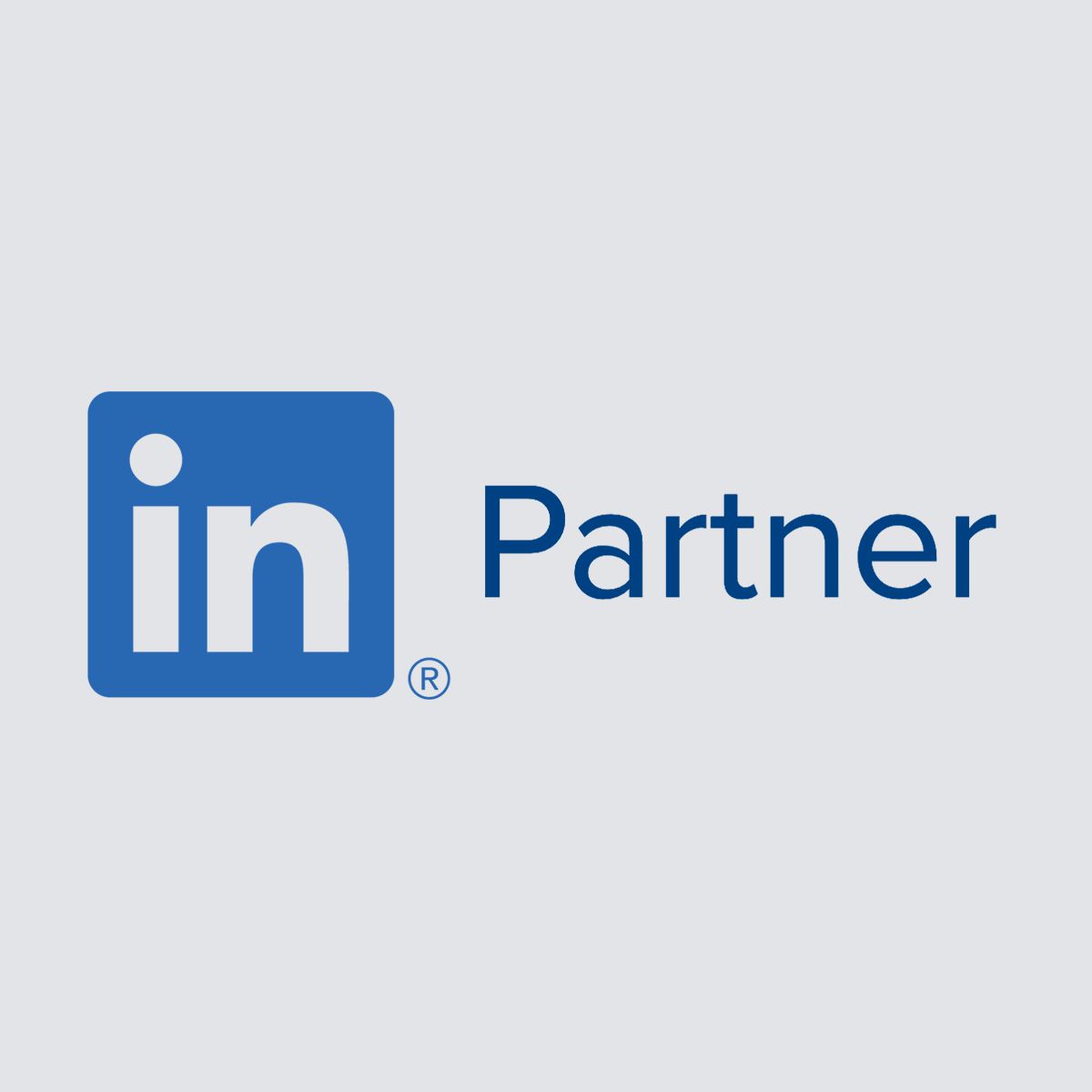 LinkedIn Partner logo with blue “in” icon and text on light gray background