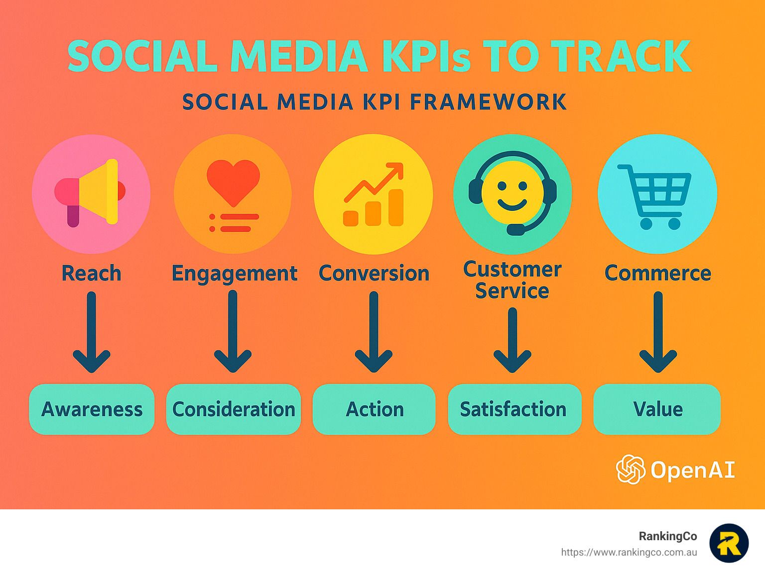 A diagram of social media kpis to track social media kpi framework