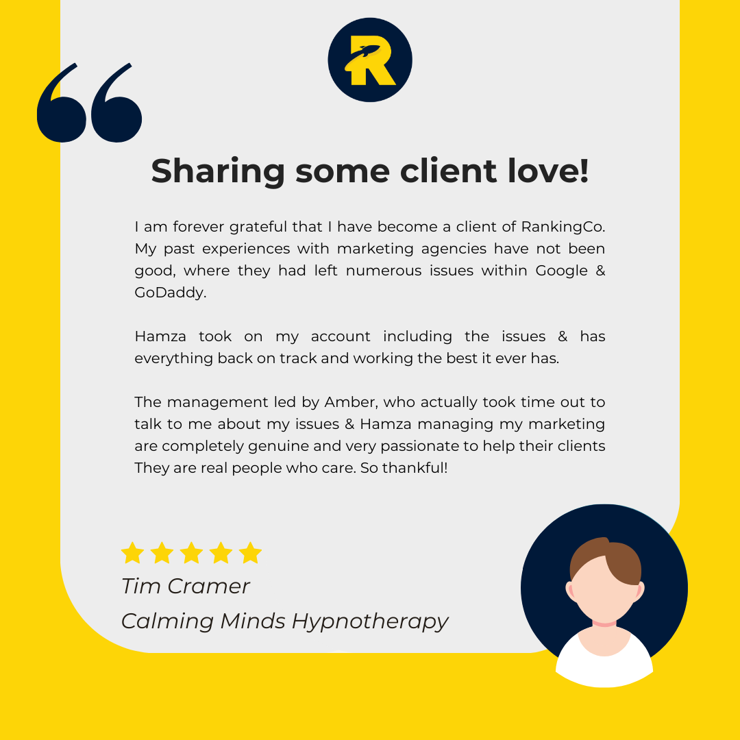 A picture of a person with a quote that says sharing some client love.